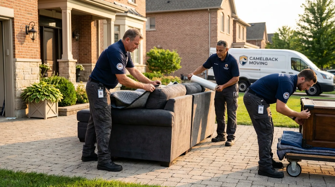 Large estate moving crew wrapping furniture in Bath, PA